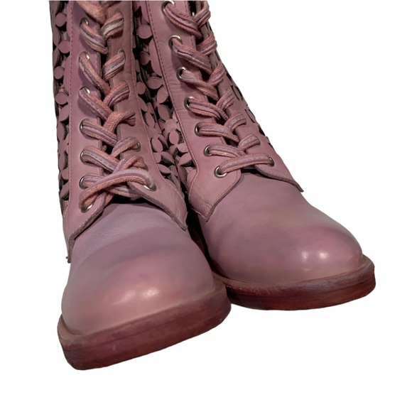 Free People Flower Power Lace-up Ankle Boots Pink Combat Boots Sz 36 US 6 - Picture 10 of 16